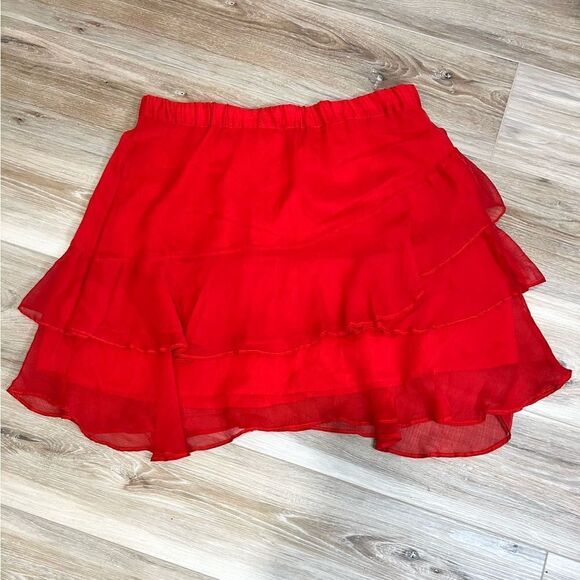 ELOQUII Women’s Red Tiered Ruffle Skirt Size 14 - Picture 1 of 7